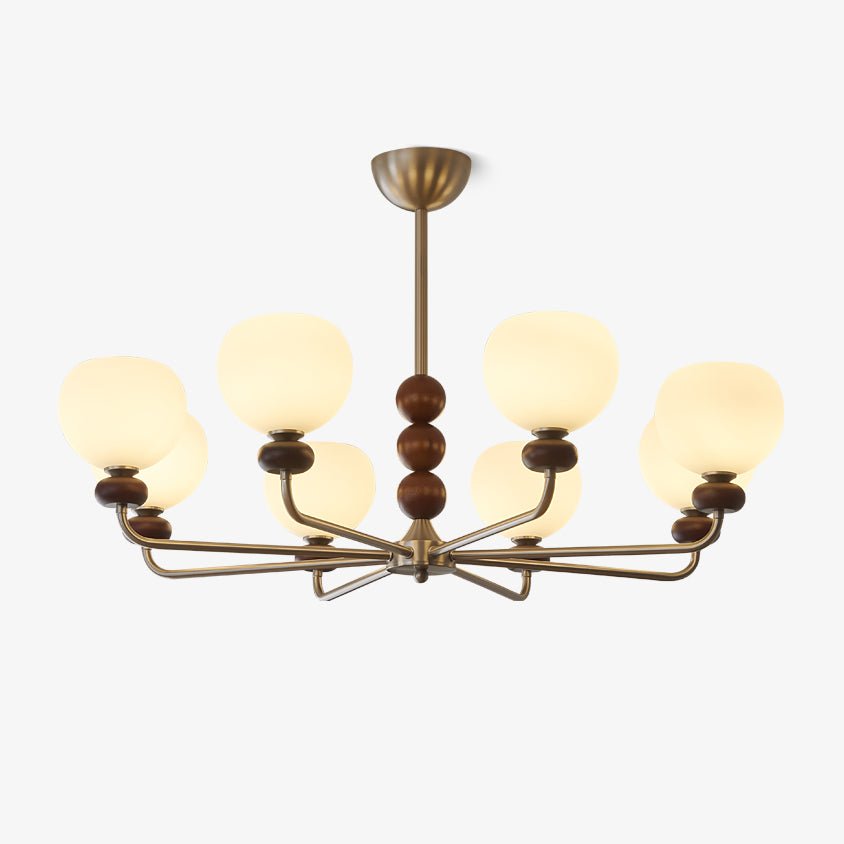 Vilorira Chandelier Classique Orbe Bois Noyer Verre Traditionnel - Neutralighting