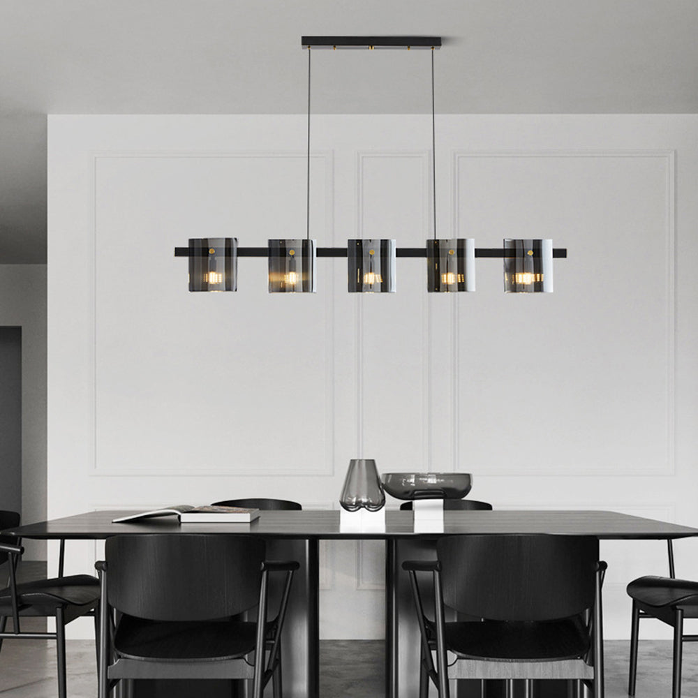 Arisha Suspension Cylindre Nordique, Cuivre/Verre, Noir/Or, Bar/Cuisine - Neutralighting
