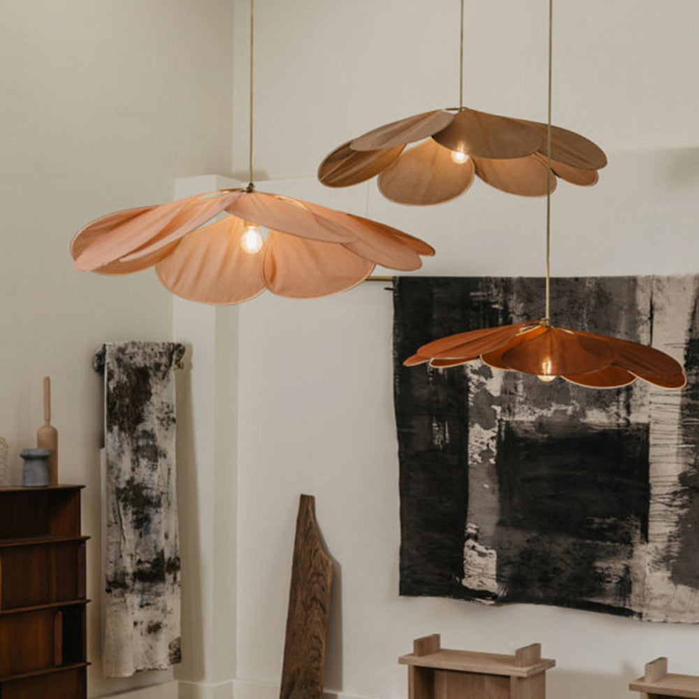 Ritta Suspension Petale Moderne, Metal/Tissu, Blanc/Marron, Salon - Neutralighting