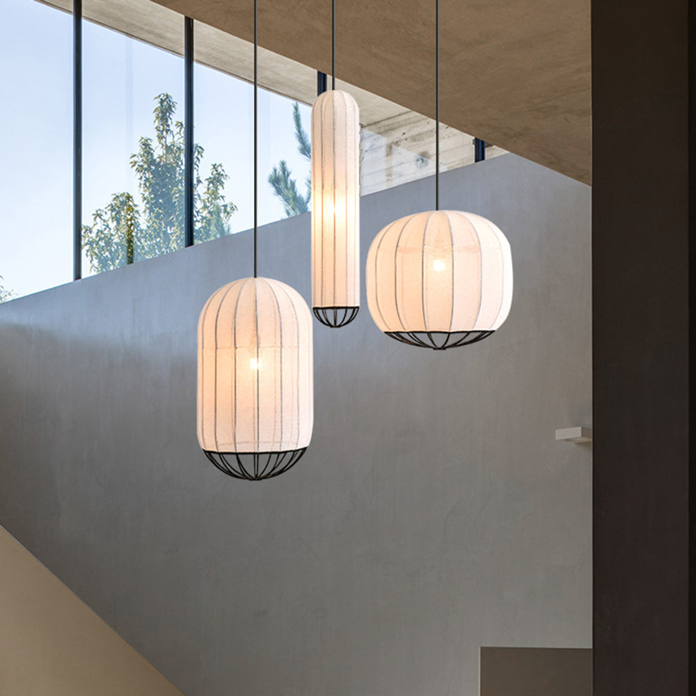 Ritta Suspension Vintage, Métal/Tissu, Blanc/Noir, Salon - Neutralighting