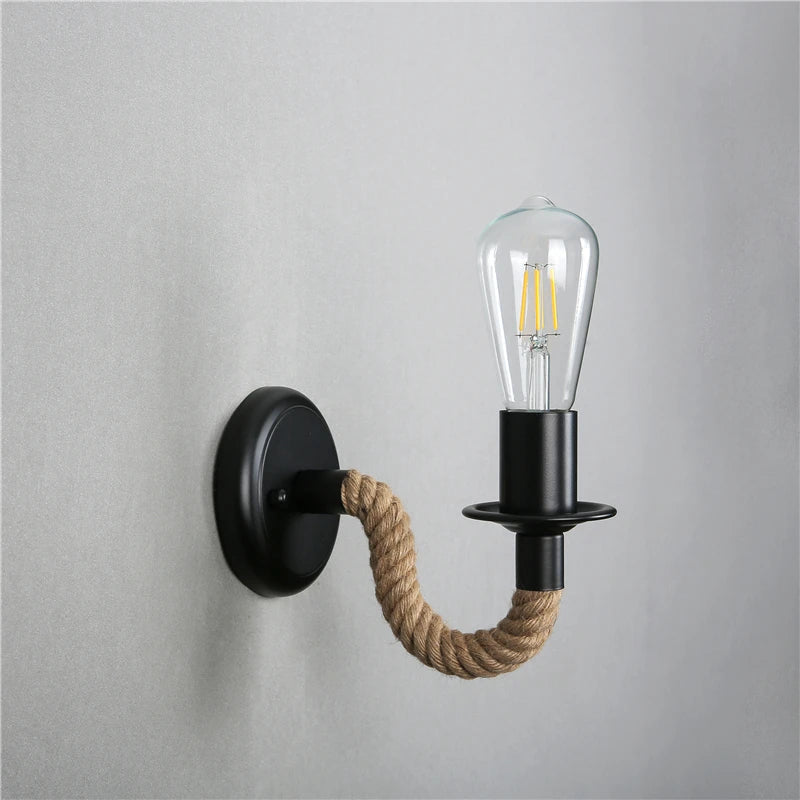 Epoch Applique Murale Moderne Vintage Métal Noir/Corde Couloir - Neutralighting