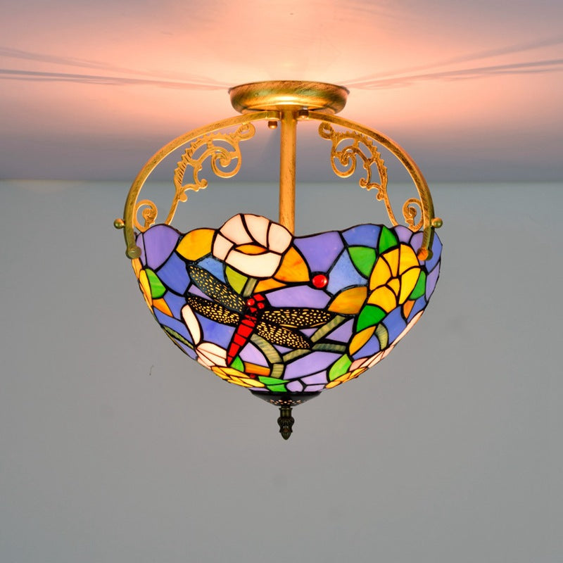 Tiffany Vintage Acrylique Plafonnier Métal/Verre Salon - Neutralighting