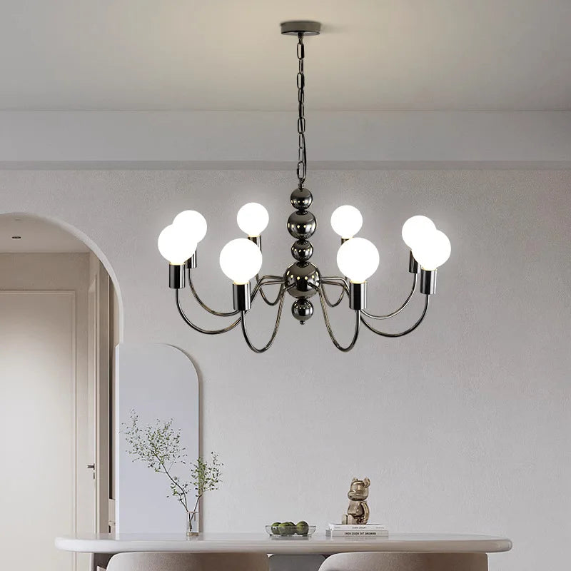 Valentina Lustre Médiéval LED Sphérique Noir Métal Salon - Neutralighting