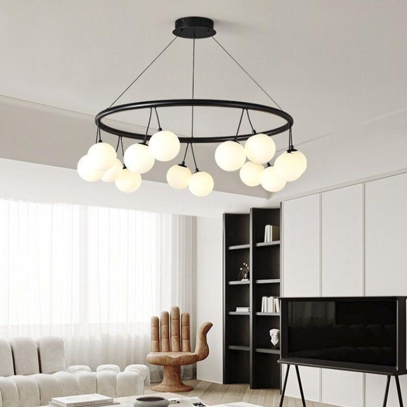Valentina Nordique LED Lustre Noir Métal/Verre Salle À Manger/Chambre À Coucher - Neutralighting
