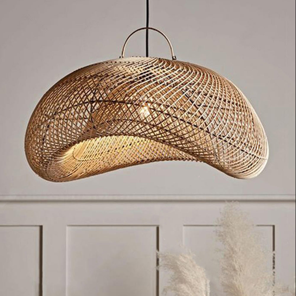 Ritta Suspension Dôme Rustique, Métal/Rotin, Marron, Salon/Café - Neutralighting