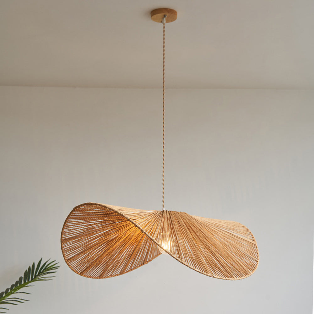 Ritta Twine Suspension Ronde Naturelle, Métal/Rotin, Marron/Beige, Cuisine/Bureau - Neutralighting