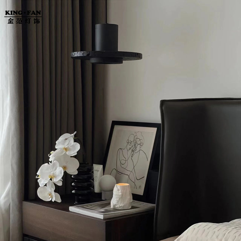 Arisha Suspension Cylindre Moderne, Pierre, Noir, Chambre - Neutralighting