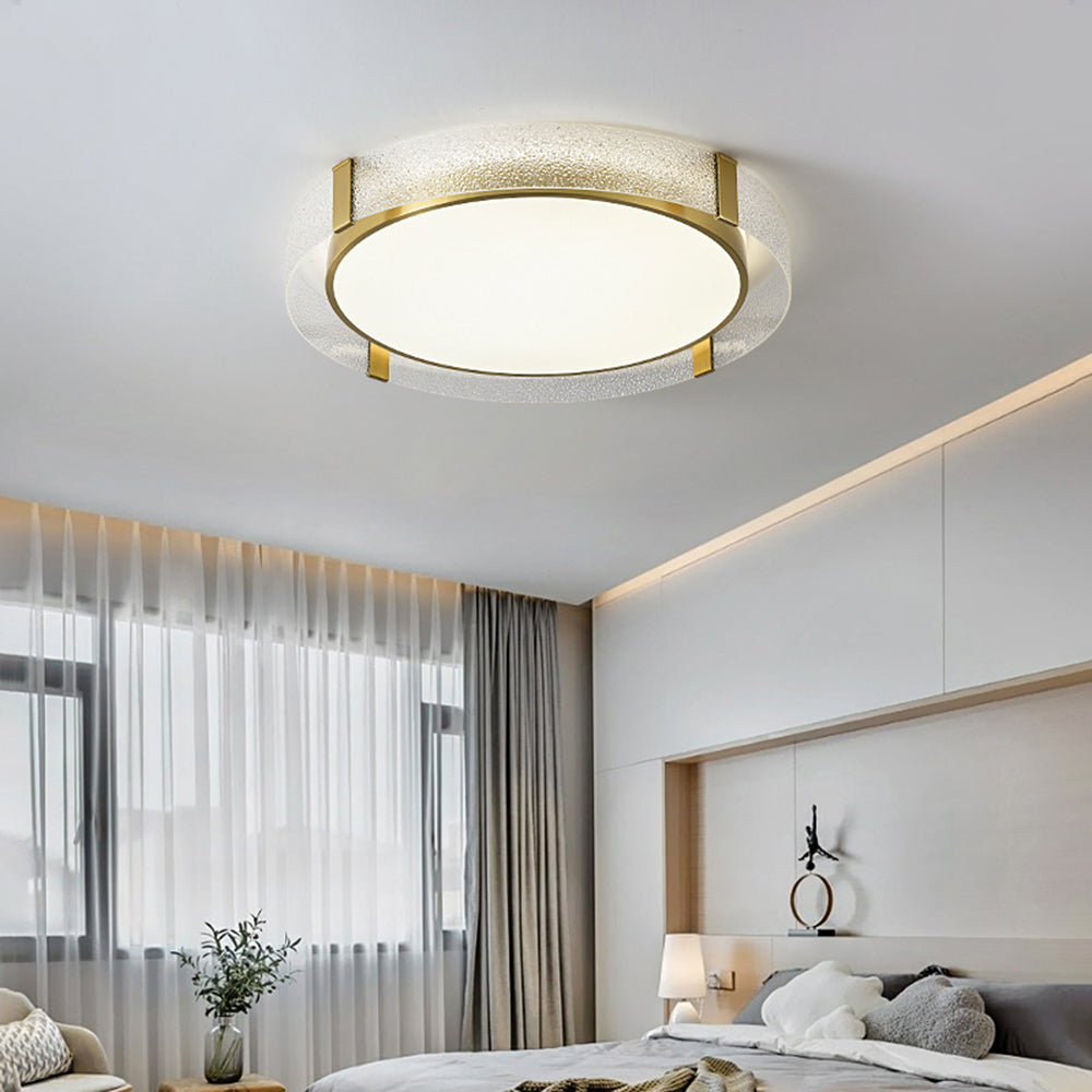 Arisha Plafonnier Rond Moderne, Cuivre/Verre, Doré, Salon - Neutralighting