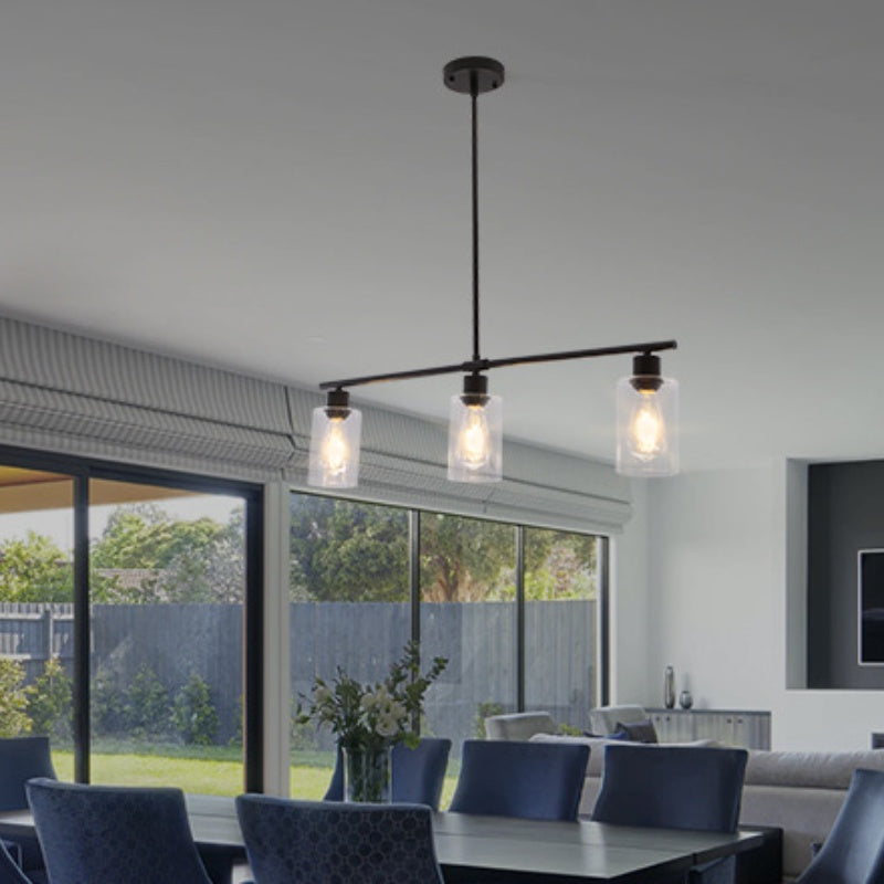 Arisha Minimaliste Industriel LED Lustre Noir Métal Cuisine Salon - Neutralighting