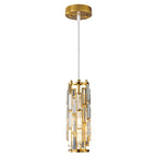 Kristy Suspension Cylindre/Multi Cristal, Métal/Cristal, Doré/Noir, Salon - Neutralighting