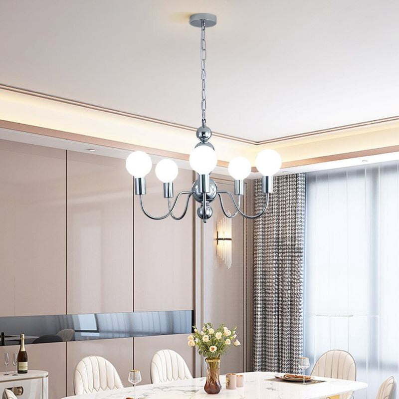 Valentina Lustre Médiéval LED Sphérique Noir Métal Salon - Neutralighting