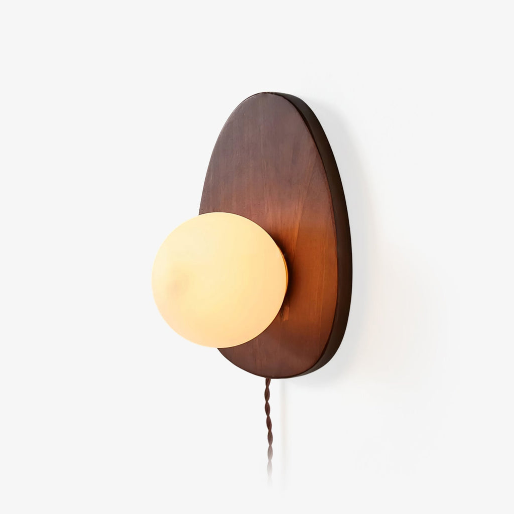 Nylaeiel Nordic Art Plug-in Walnut Glass Wood Wall Lamp - Neutralighting