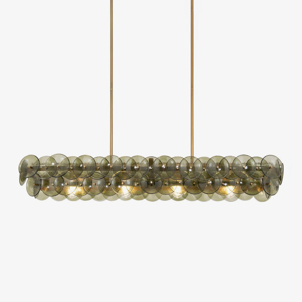 Aurora Chandelier Linéaire en Verre Pressé Ambre Moderne - Neutralighting