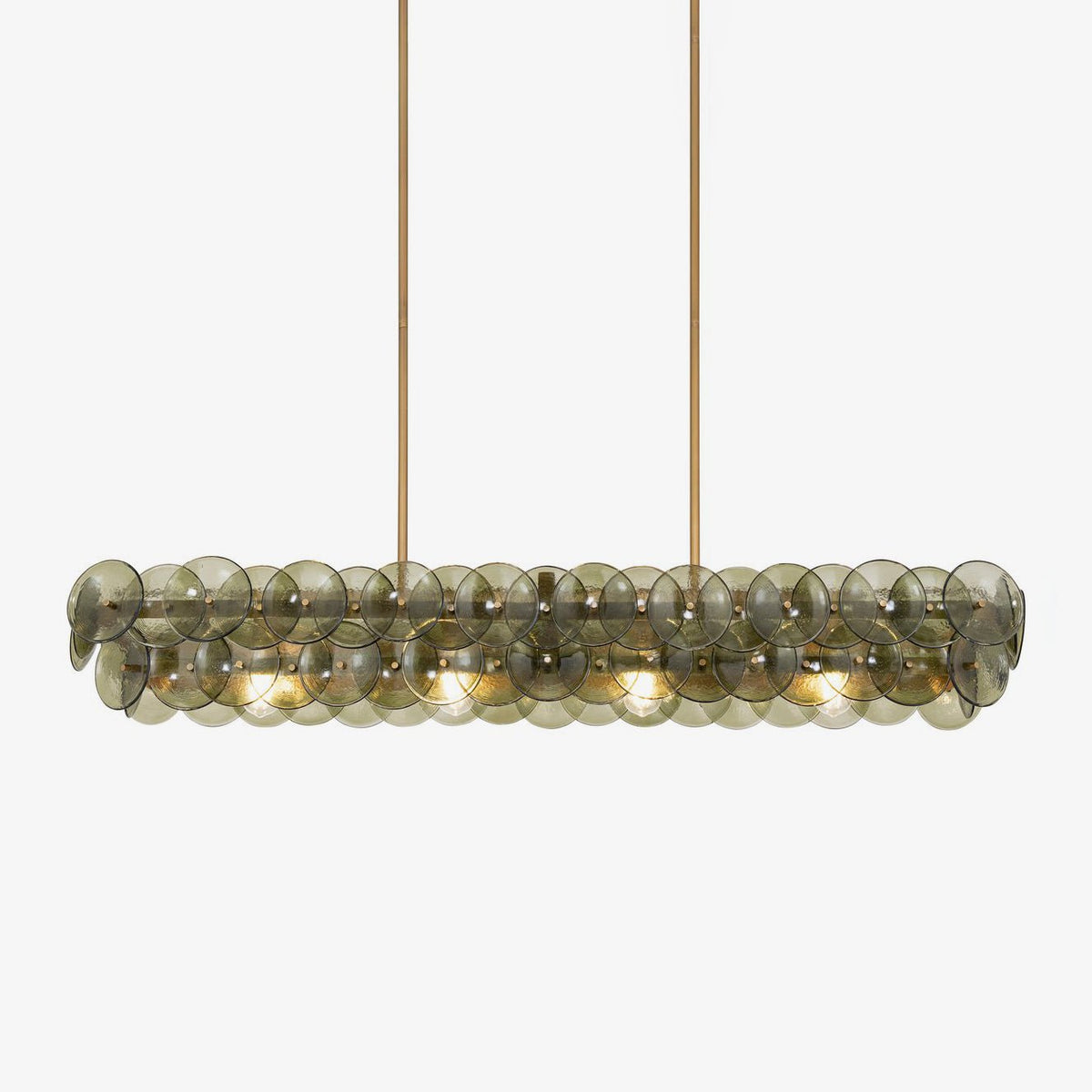 Aurora Chandelier Linéaire en Verre Pressé Ambre Moderne - Neutralighting