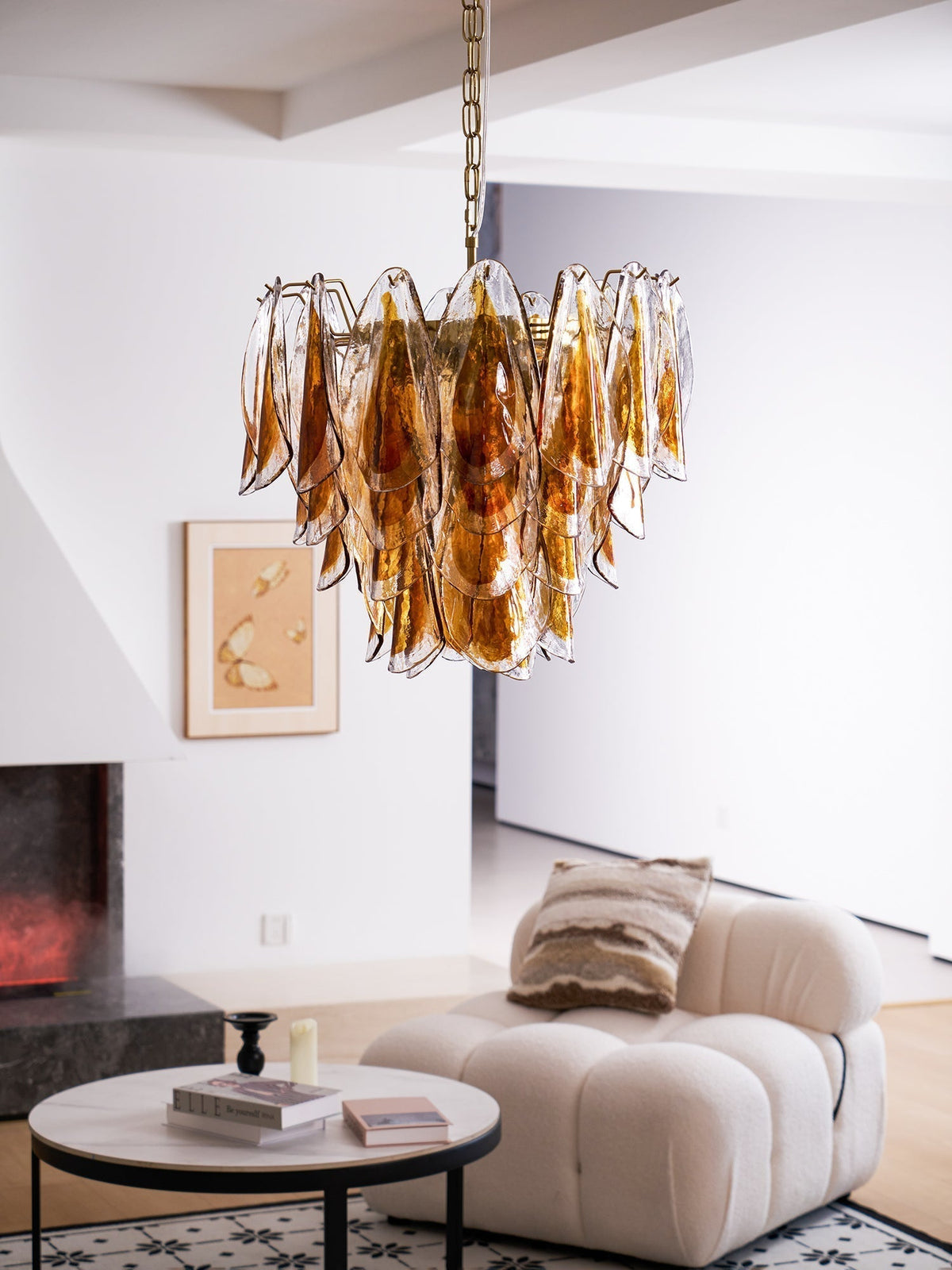 Aurora Lustre Ambre Feuille Verre Superposé Organique Chaleur - Neutralighting