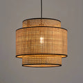 Ritta Suspension Cylindre Naturelle, Metal/Rotin, Bois, Salon - Neutralighting
