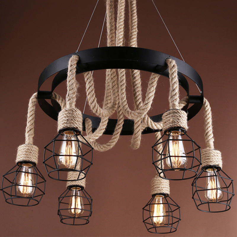 Epoch Industriel LED Lustre Lin Métal/Corde Forgé Chambre À Coucher - Neutralighting
