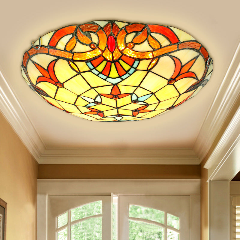 Tiffany Baroque Rond LED Plafonnier Verre Métal Chambre À Coucher - Neutralighting