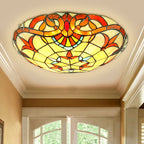 Tiffany Baroque Rond LED Plafonnier Verre Métal Chambre À Coucher - Neutralighting