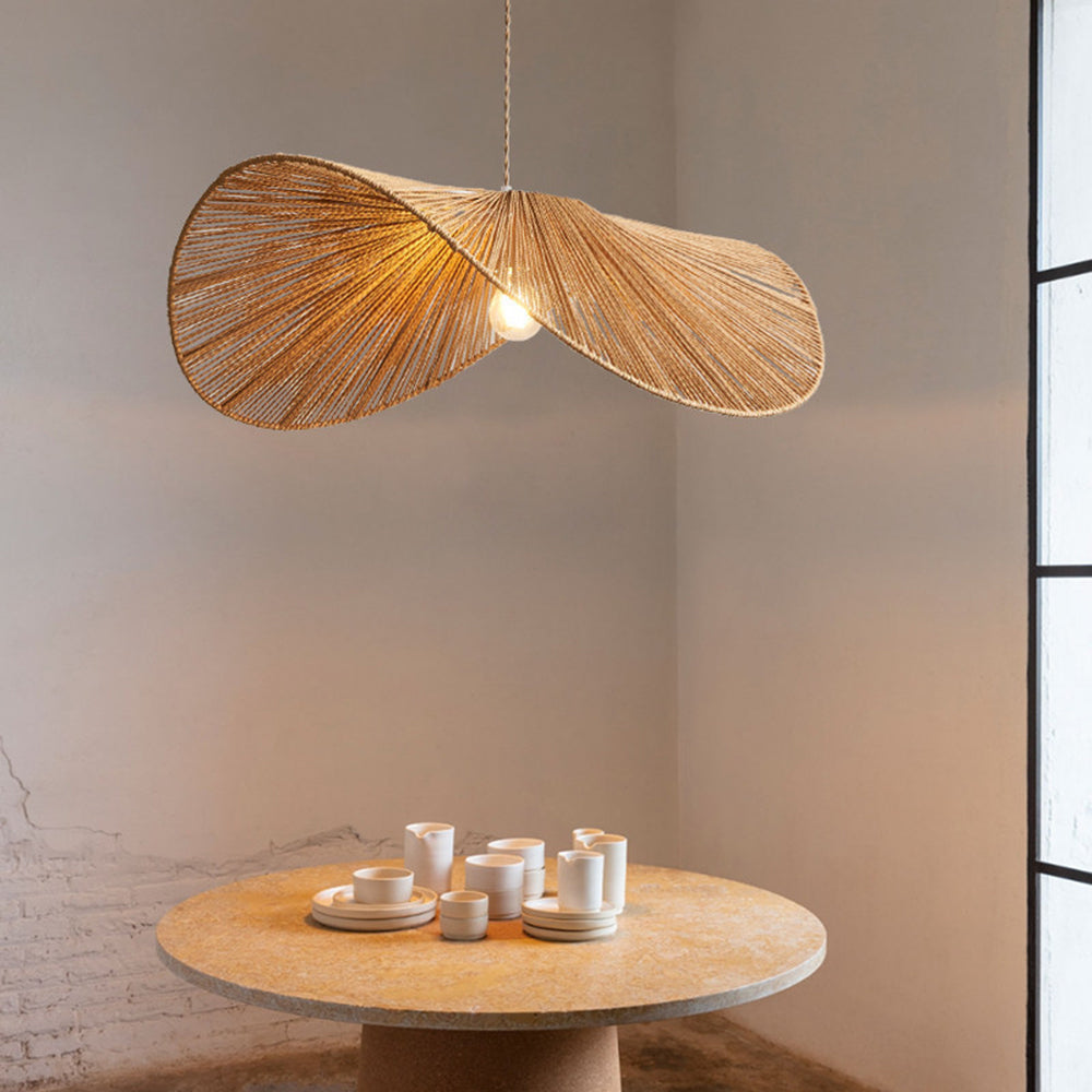 Ritta Twine Suspension Ronde Naturelle, Métal/Rotin, Marron/Beige, Cuisine/Bureau - Neutralighting