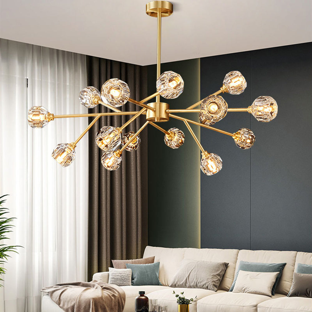 Valentina Luminaires Suspensions Multi Balle Moderne Cuivre/Cristal Noir/Doré Salon/Salle à Manger - Neutralighting