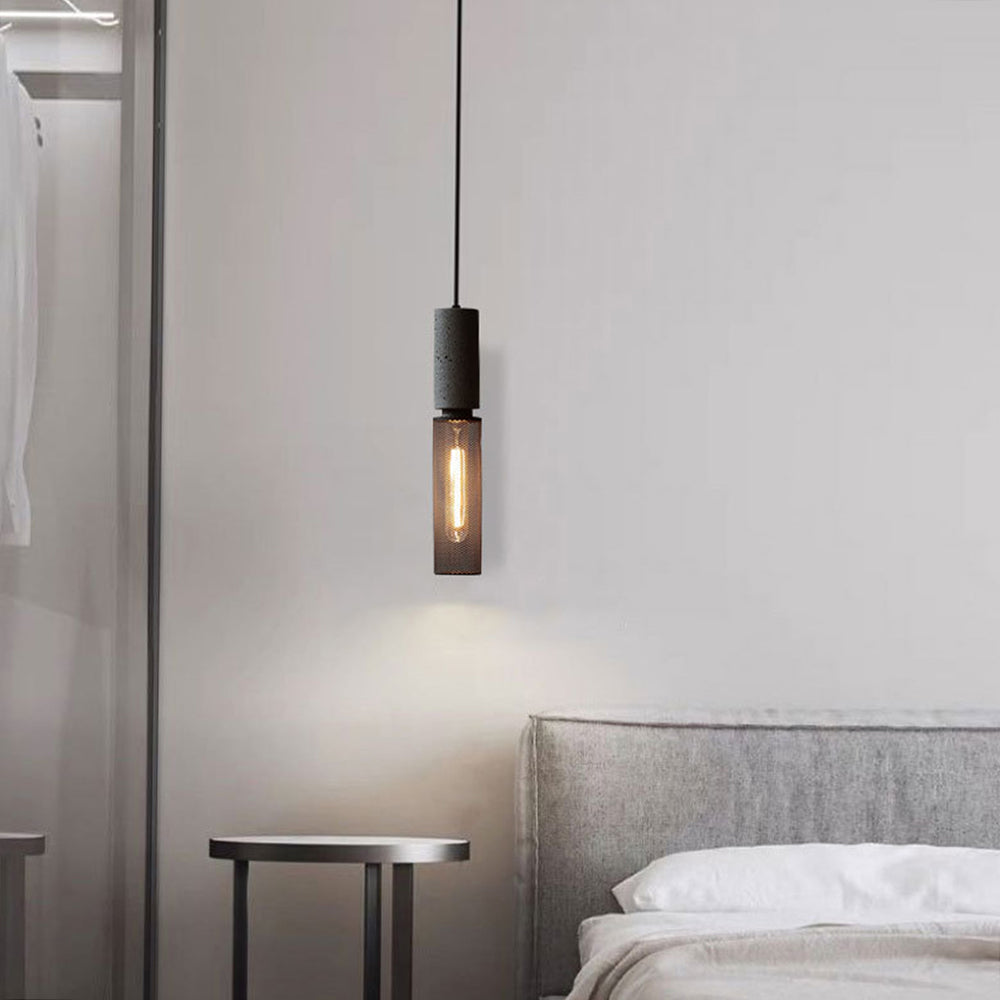 Arisha Suspension Cylindre Industriel, Métal/Ciment, Noir/Gris, Bar - Neutralighting
