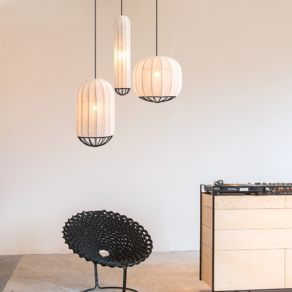 Ritta Suspension Vintage, Métal/Tissu, Blanc/Noir, Salon - Neutralighting