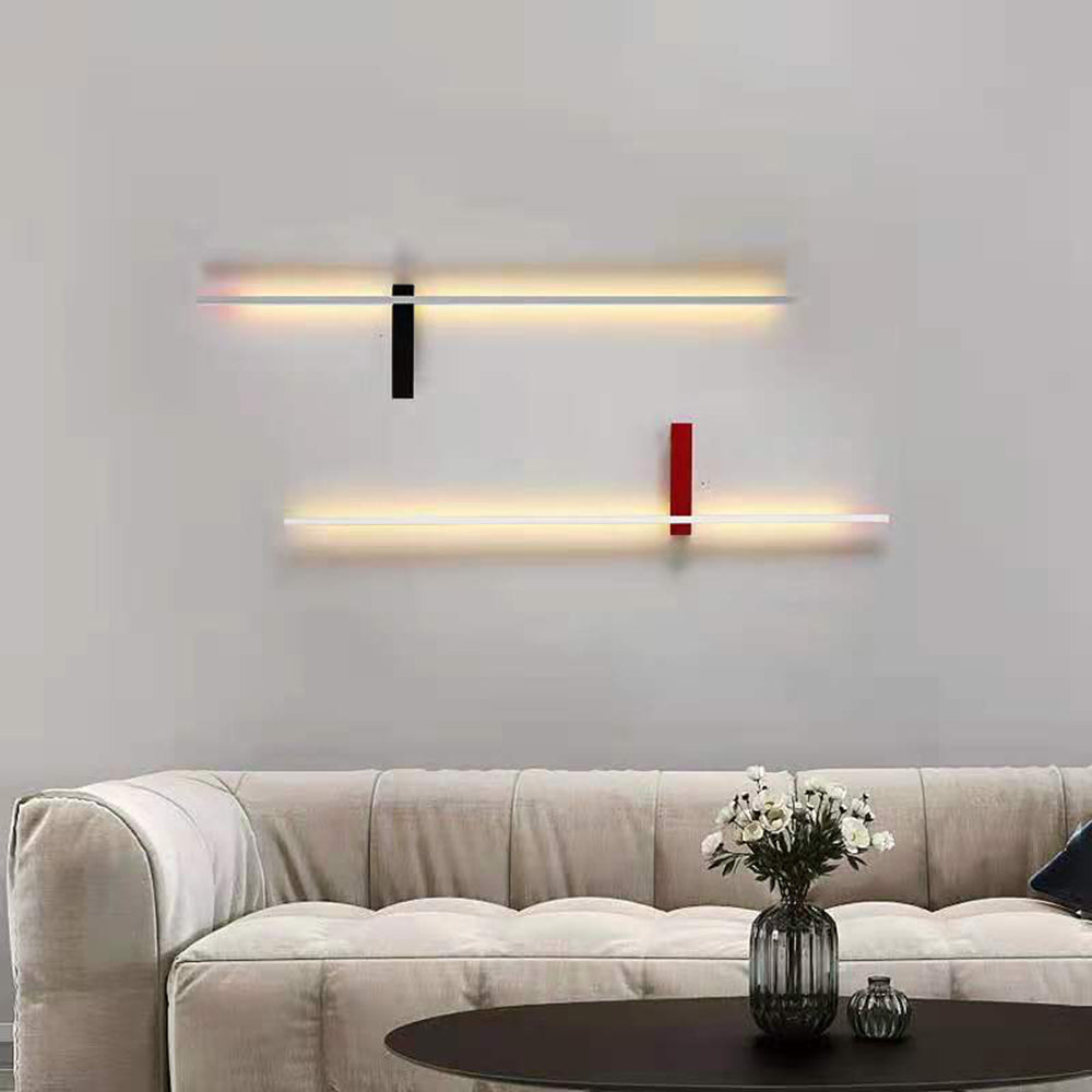 Ray Applique Murale Multicolore Linéaire, Métal/Acrylique, Blanc/Noir/Rouge, Salon - Neutralighting