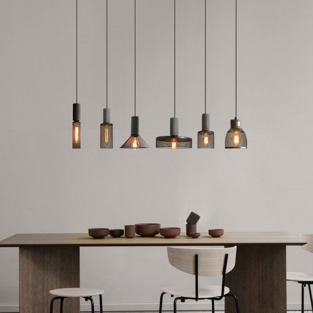 Arisha Suspension Cylindre Industriel, Métal/Ciment, Noir/Gris, Bar - Neutralighting