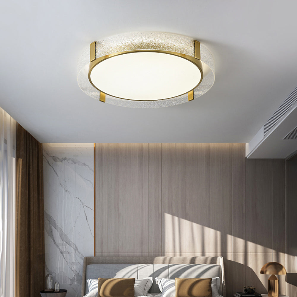 Arisha Plafonnier Rond Moderne, Cuivre/Verre, Doré, Salon - Neutralighting