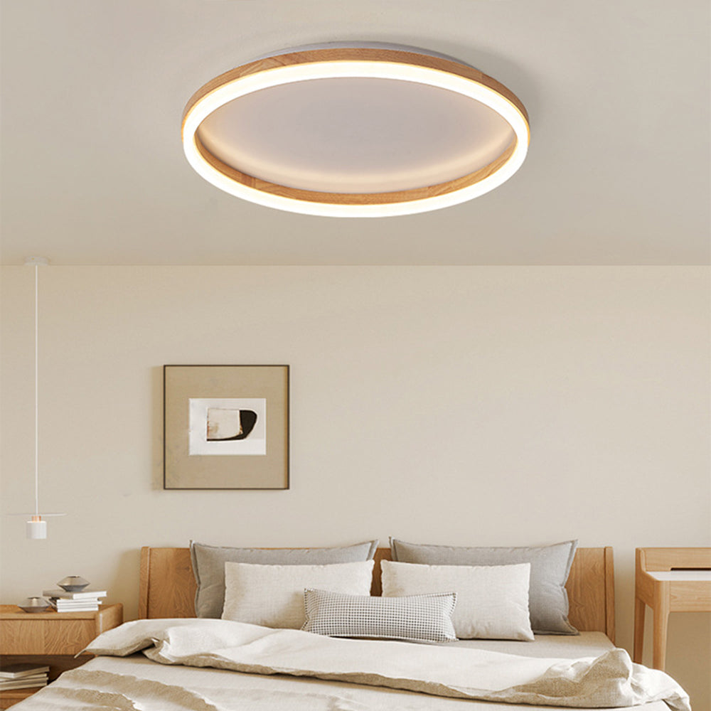 Muto Plafonnier Rond Naturel, Bois/Acrylique, Chambre - Neutralighting