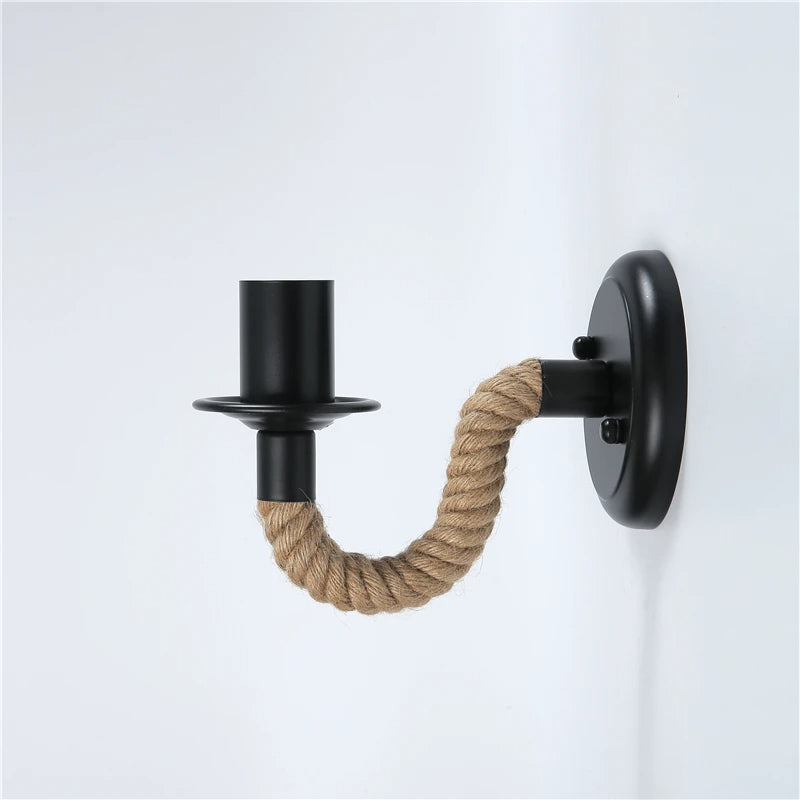 Epoch Applique Murale Moderne Vintage Métal Noir/Corde Couloir - Neutralighting