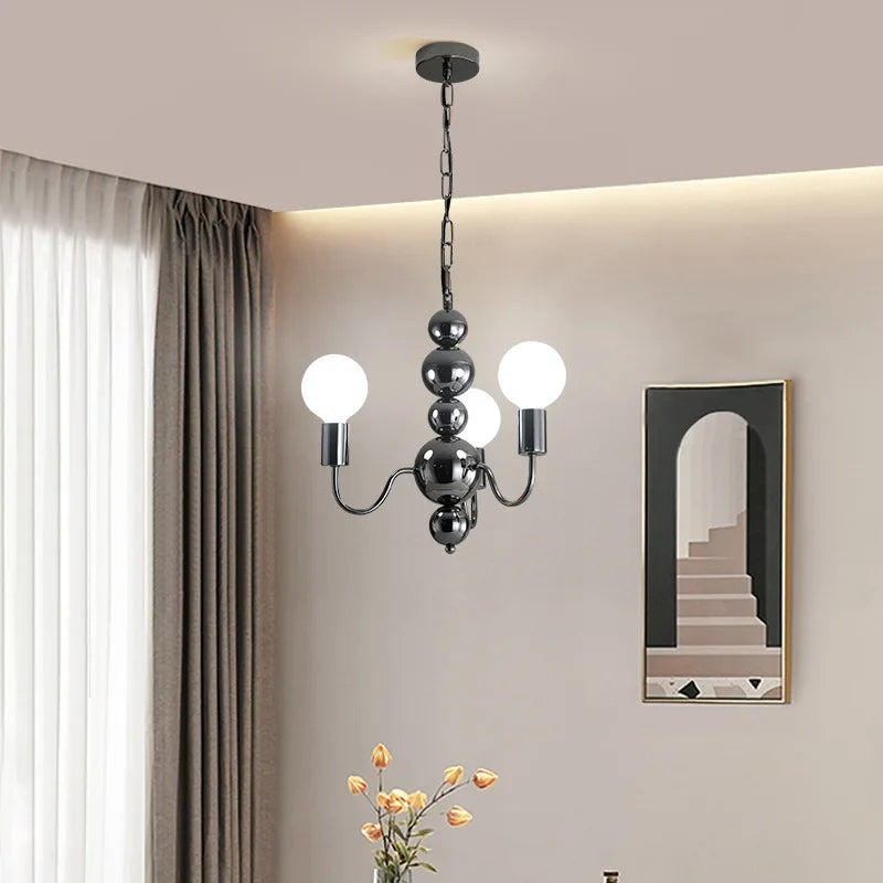 Valentina Lustre Médiéval LED Sphérique Noir Métal Salon - Neutralighting