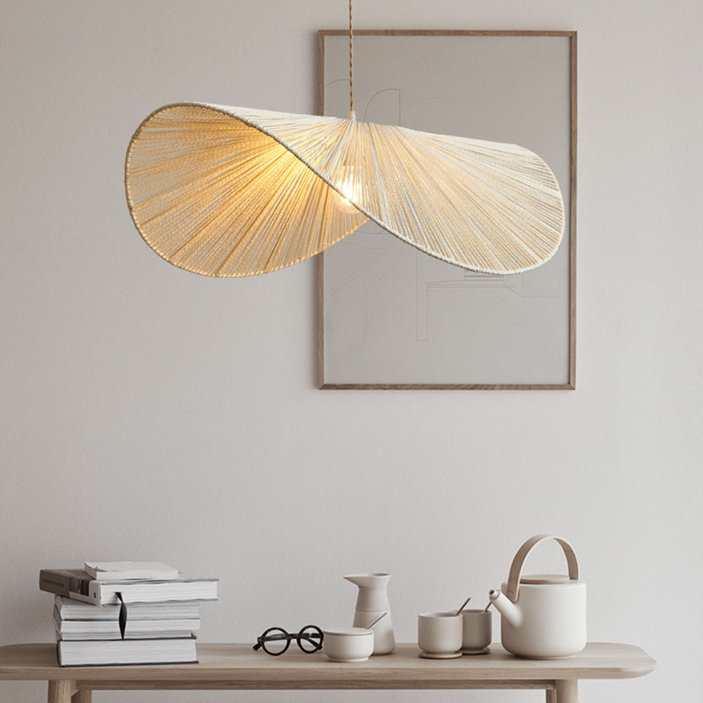 Ritta Twine Suspension Ronde Naturelle, Métal/Rotin, Marron/Beige, Cuisine/Bureau - Neutralighting