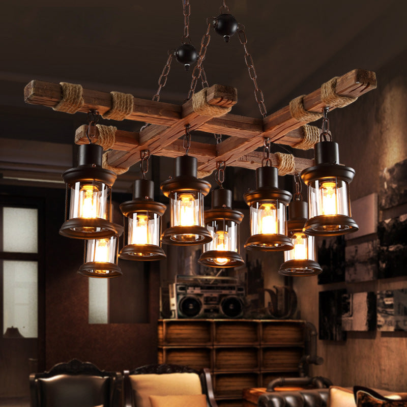 Epoch Industriel LED Classique Lustre Bois Métal Verre Salon/Bar - Neutralighting