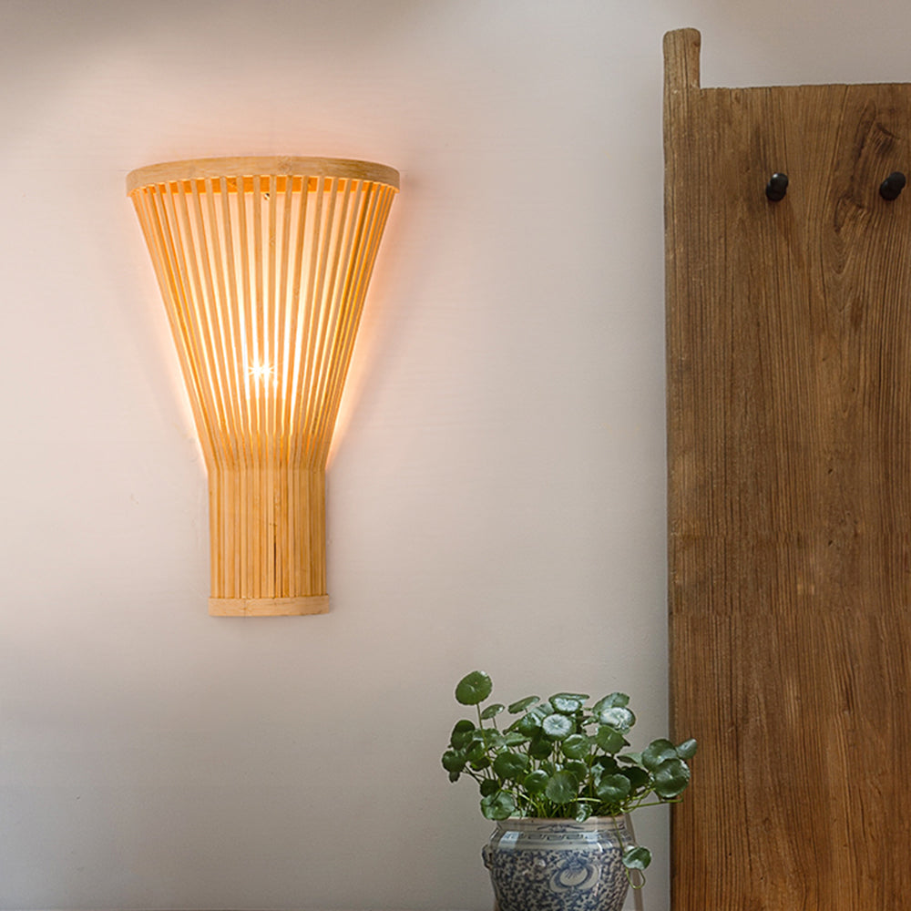 Muto LED Applique Murale Rotin Bambou Naturelle, Rotin/Acrylique, Chambre à Coucher - Neutralighting