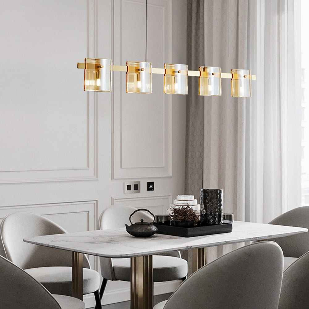 Arisha Suspension Cylindre Nordique, Cuivre/Verre, Noir/Or, Bar/Cuisine - Neutralighting