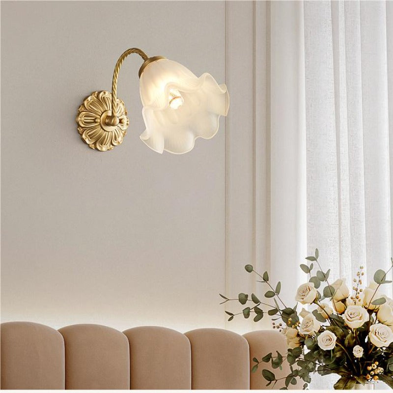 Arisha Rétro LED Applique Murale Or Métal Verre Salon Chambre À Coucher - Neutralighting