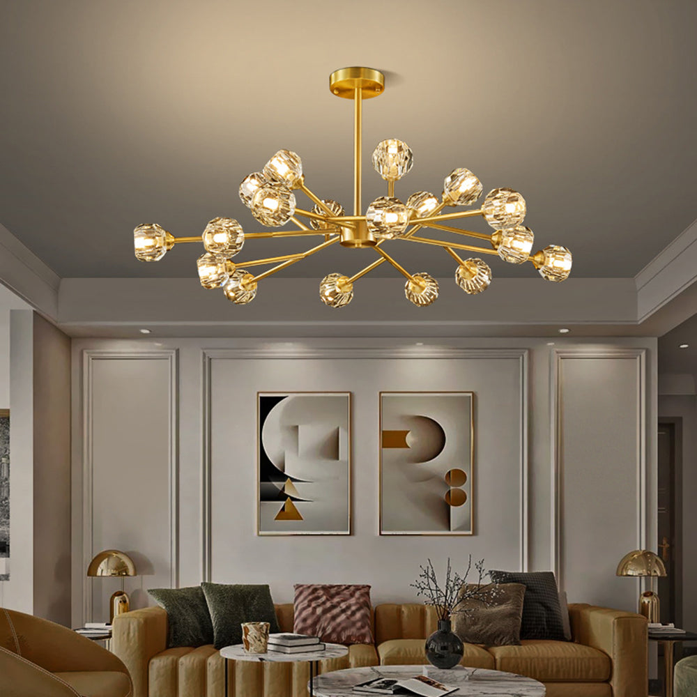 Valentina Luminaires Suspensions Multi Balle Moderne Cuivre/Cristal Noir/Doré Salon/Salle à Manger - Neutralighting
