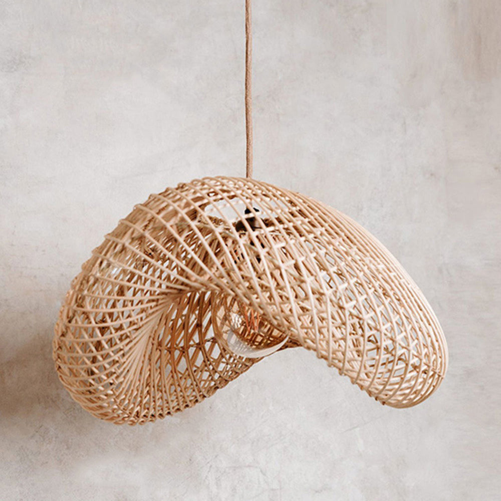 Ritta Suspension Dôme Rustique, Métal/Rotin, Marron, Salon/Café - Neutralighting