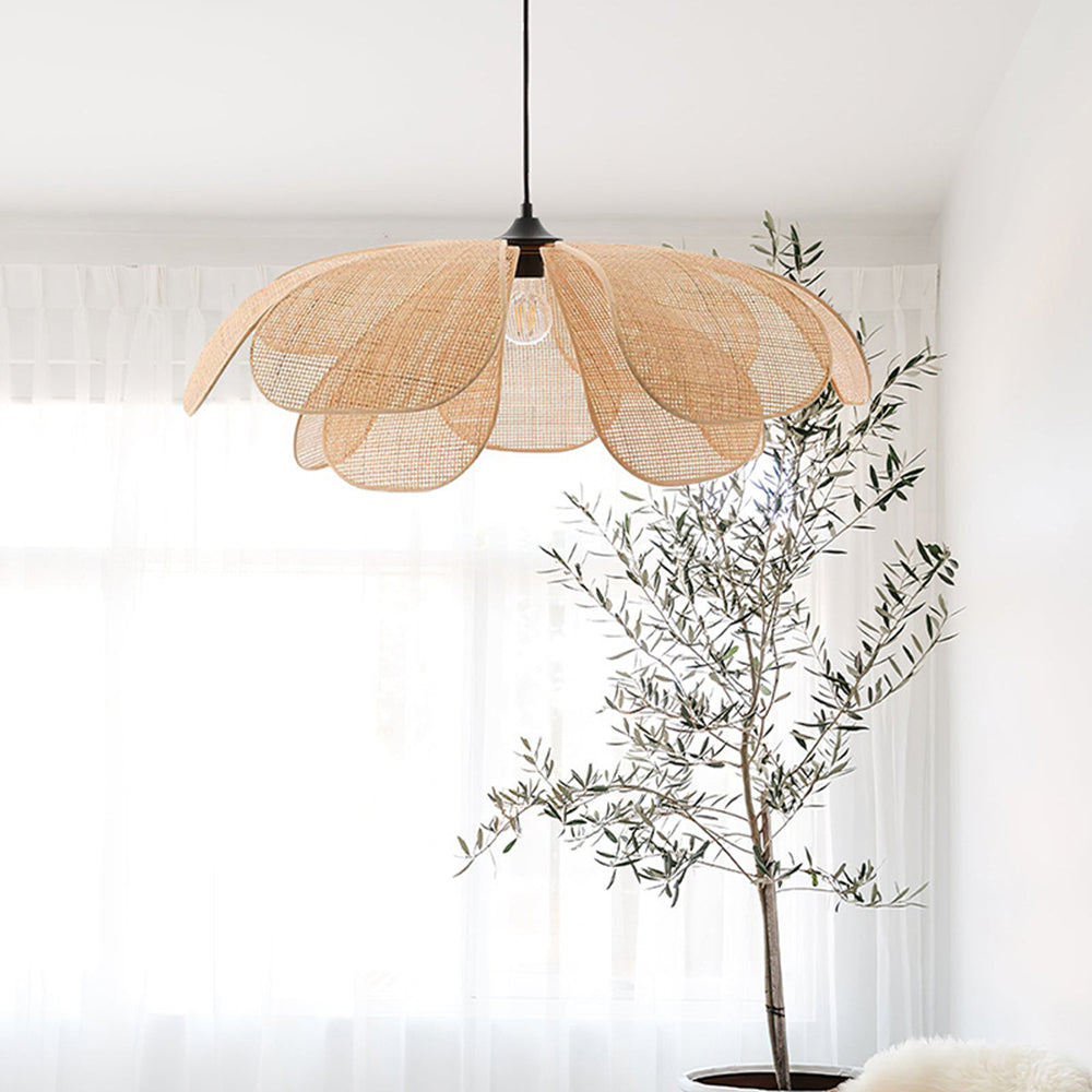 Ritta Suspension Vintage, Métal/Rotin, Bois, Salle à Manger - Neutralighting