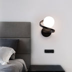 Arisha Applique Murale Globe Moderne, Métal/Verre, Noir/Or, Couloir - Neutralighting