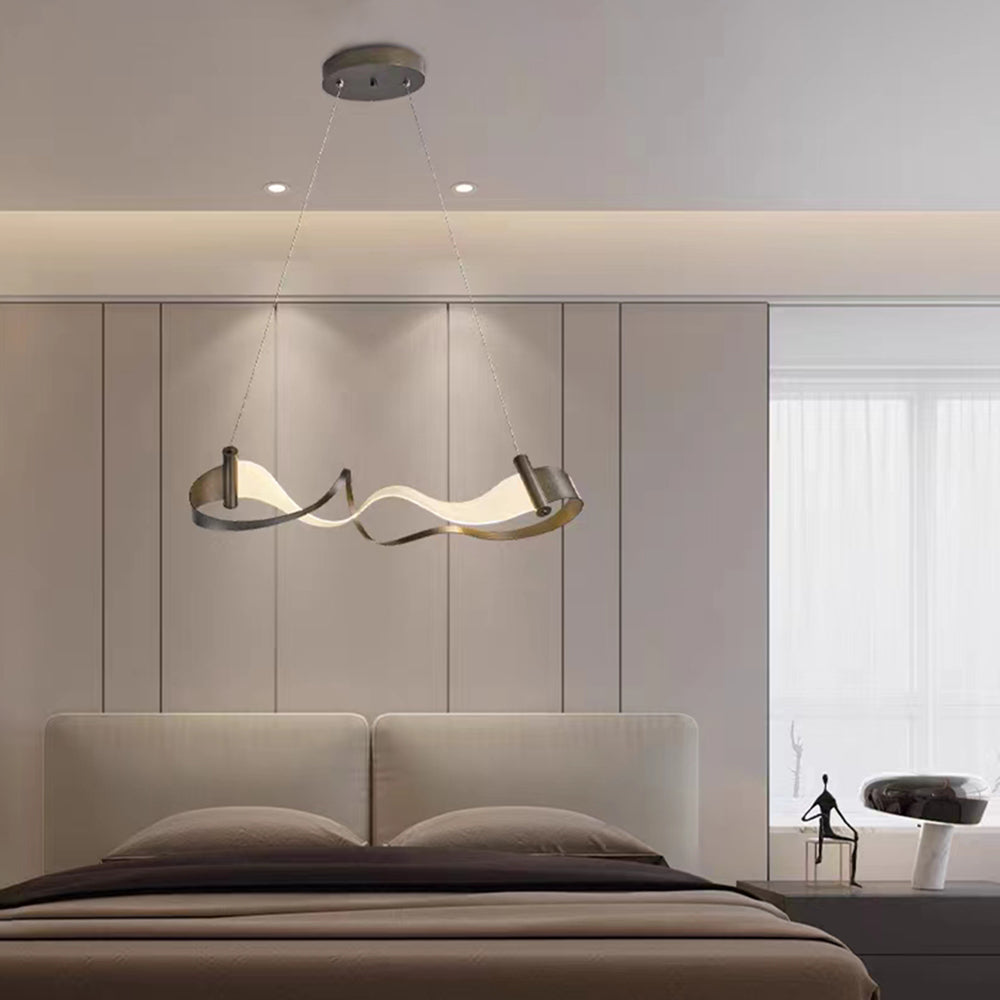 Arisha Suspension Linéaire Minimaliste, Metal, Blanc/Brun, Chambre - Neutralighting