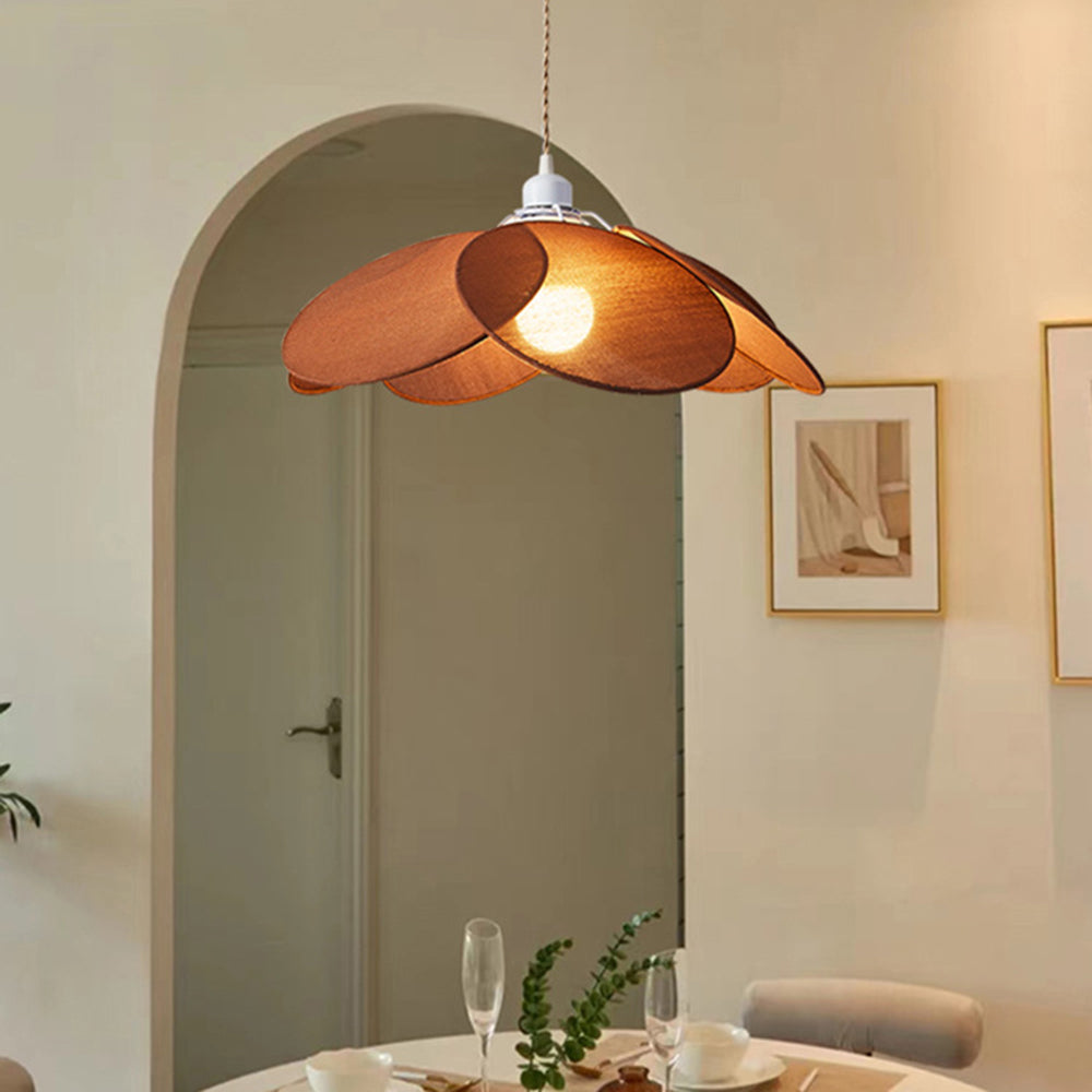 Ritta Suspension Petale Contemporain, Metal/Tissu, Orange/Marron/Beige, Salon - Neutralighting