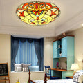 Tiffany Baroque Rond LED Plafonnier Verre Métal Chambre À Coucher - Neutralighting