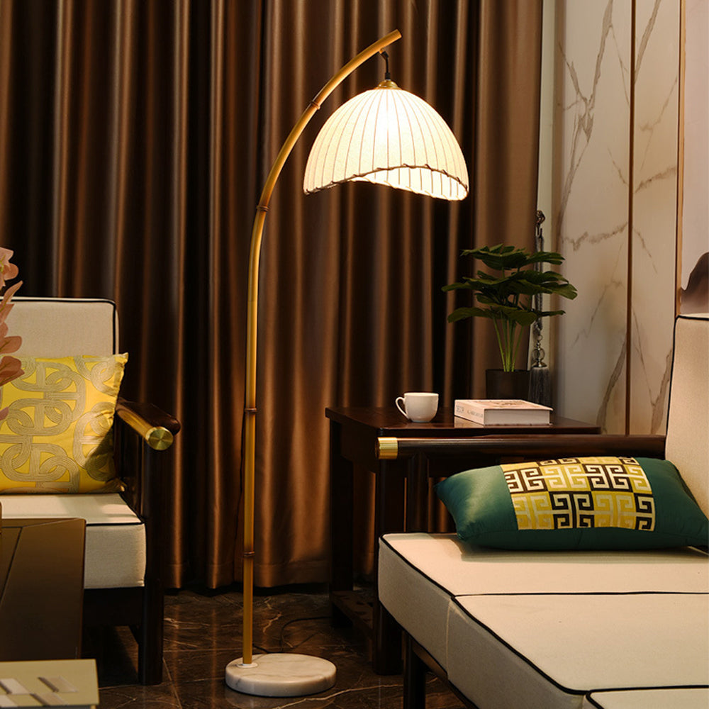 Muto Lampadaire Bambou Simple, Métal/Tissu, Blanc, Salon - Neutralighting