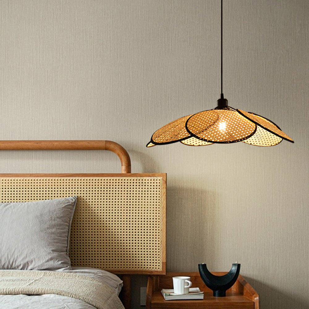 Ritta Suspension Fleur Moderne, Métal/Rotin, Noir/Blanc, Salon - Neutralighting