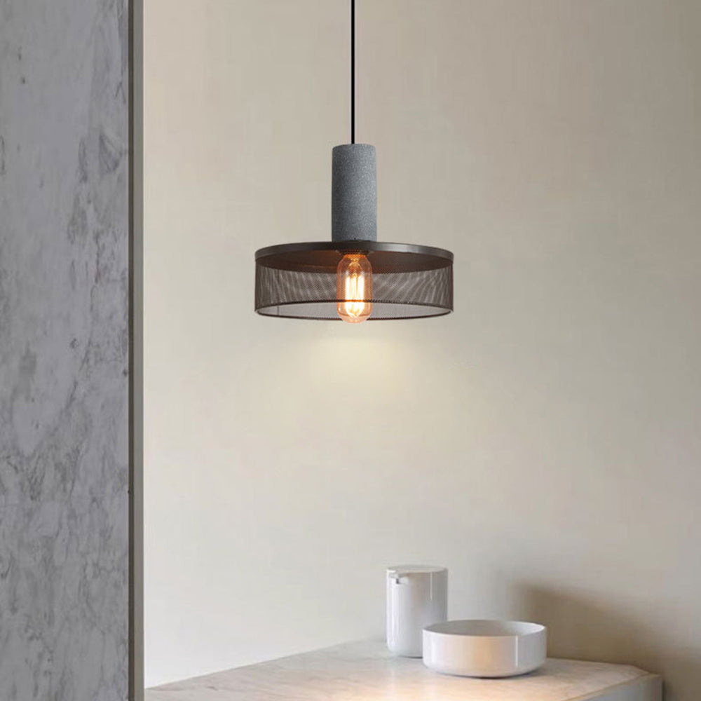 Arisha Suspension Cylindre Industriel, Métal/Ciment, Noir/Gris, Bar - Neutralighting