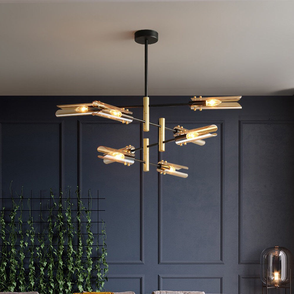Arisha Plafonnier Linéaire Moderne, Métal/Verre, Gris Fumé/Ambre, Salon - Neutralighting