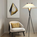 Arisha Lampadaire Trépied Simple, Métal/Tissu, Blanc, Chambre/Salon - Neutralighting
